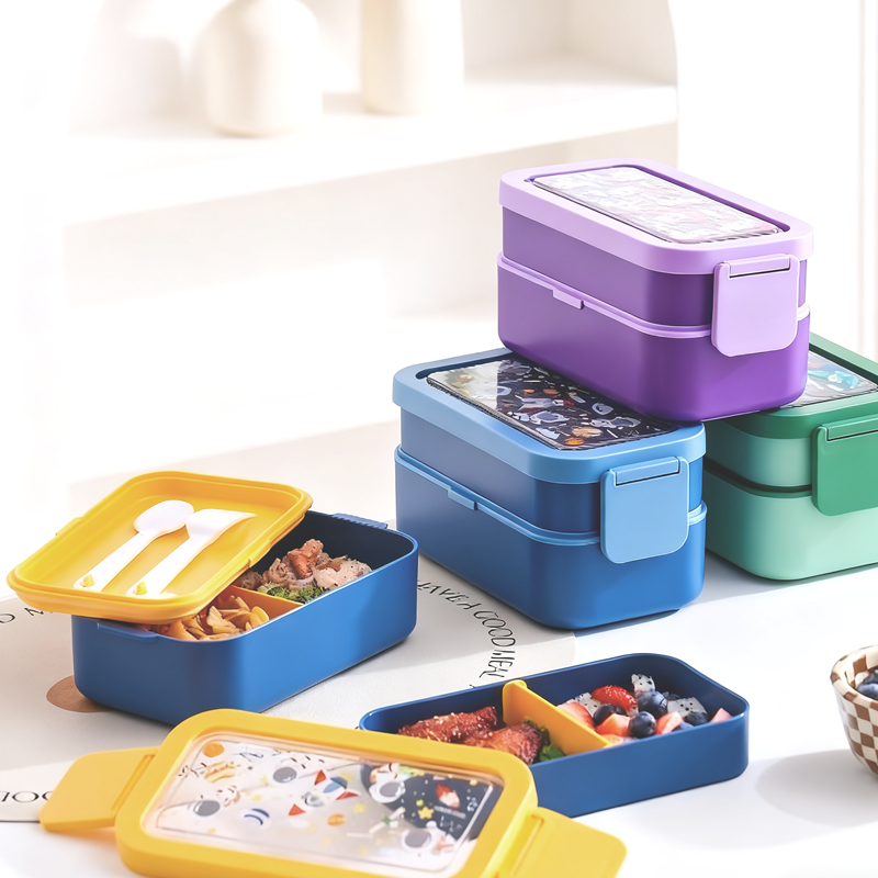 Cartoon double-layer lunch box (Wholesale)