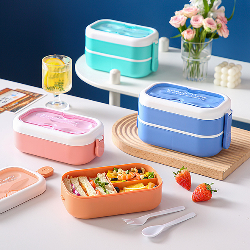 Double layered partitioned bento box(wholesale)