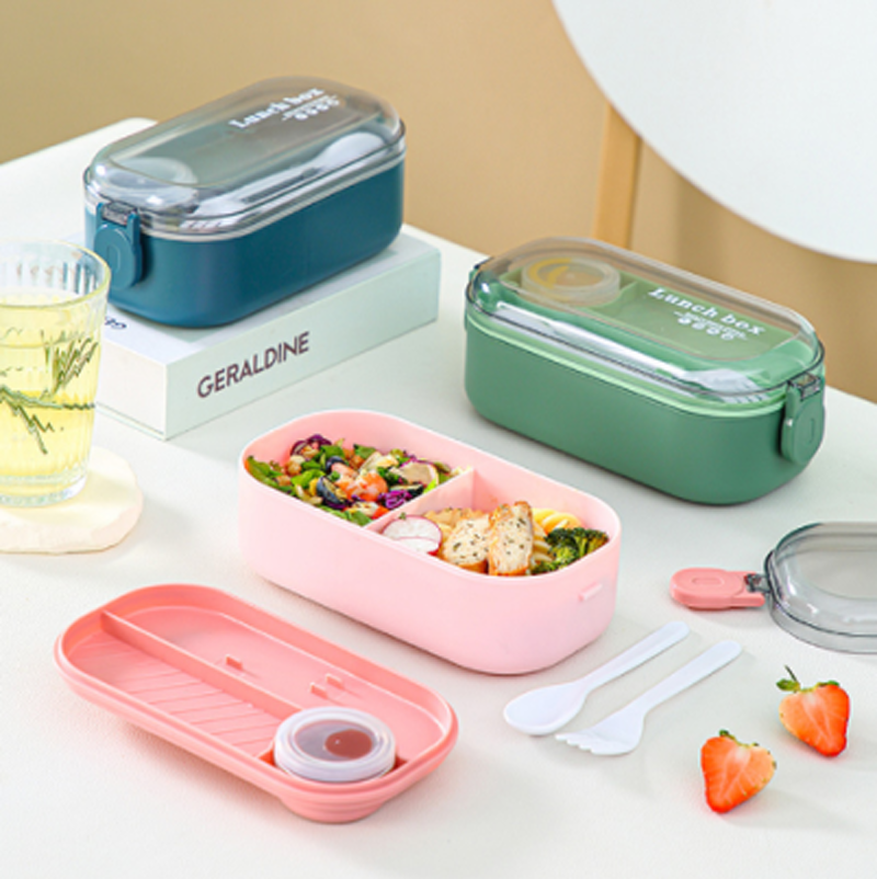 Simple macaron colored partitioned bento box