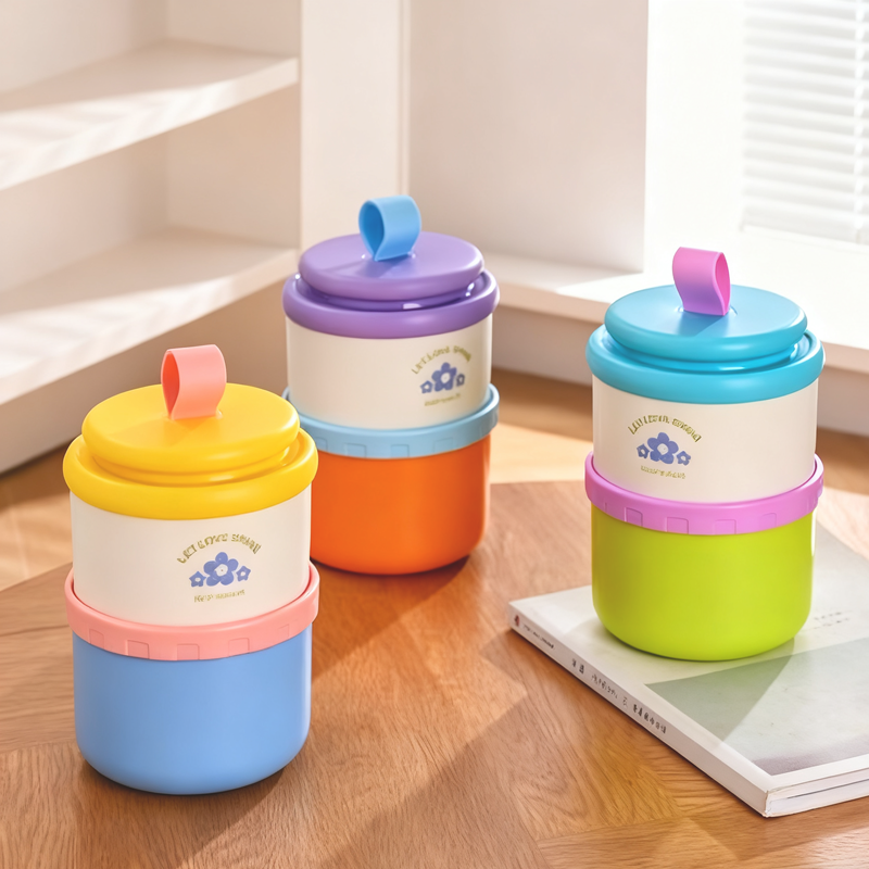 Colorful layered portable bento box