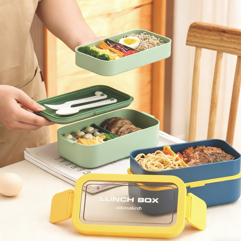 Simple double-layer lunch box (Wholesale)
