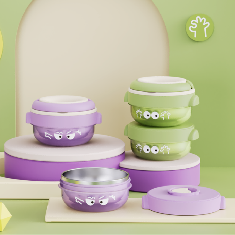 Double layered stainless steel portable lunch box