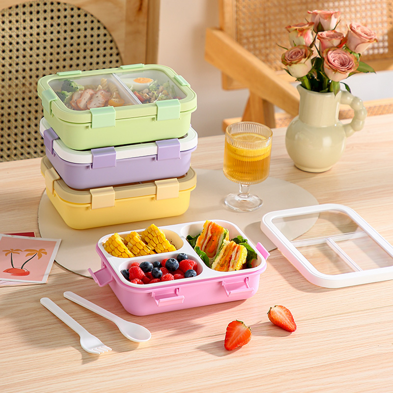 Multi colored partitioned lunch box(wholesale)