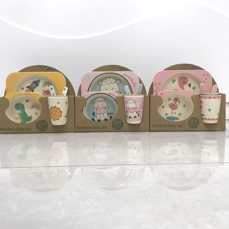 Children's bamboo fiber tableware set