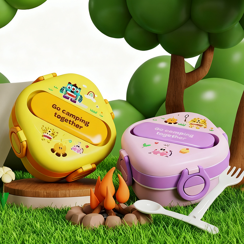 Cartoon portable double-layer lunch box