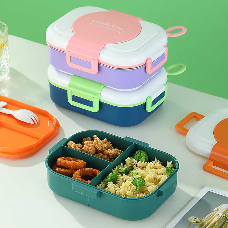 Three compartment partitioned bento box