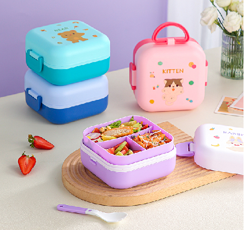 Cute Pet Cartoon Handheld Double layered Bento Box