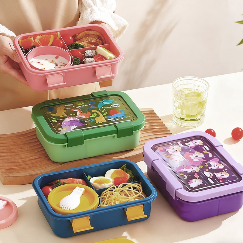 Cartoon multi-color separated lunch box(wholesale)