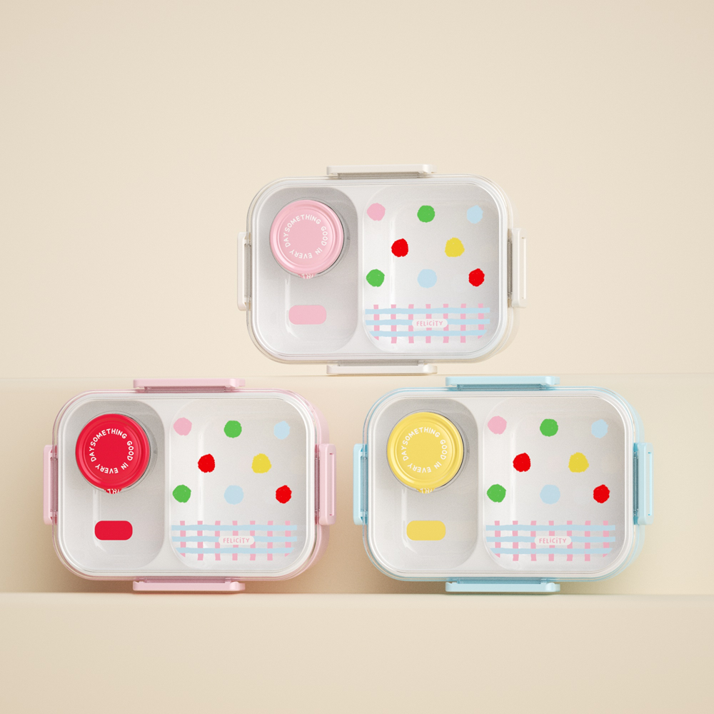 Cartoon Wave Dot Bento Box