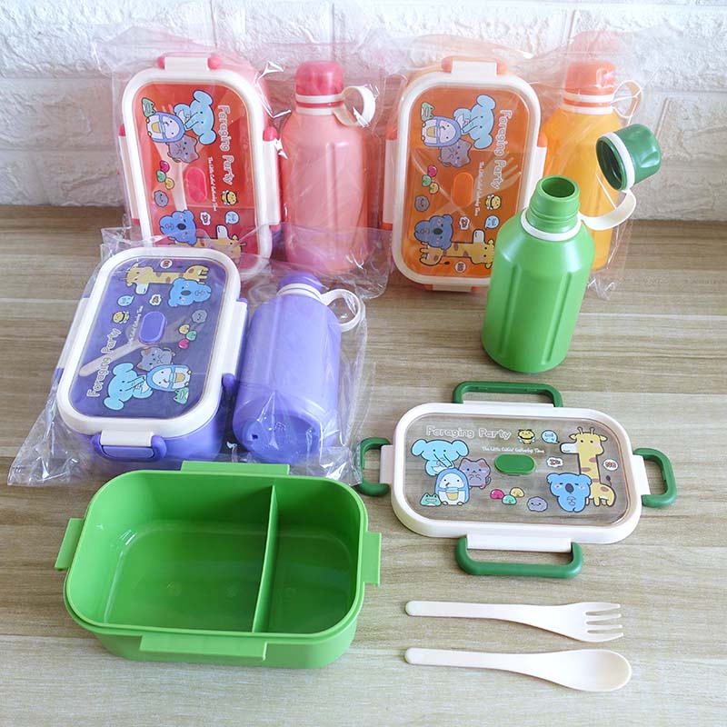 Cartoon Animal Lunch Box Water Bottle Set