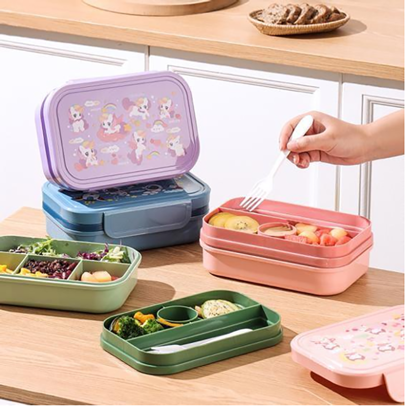 Cute cartoon unicorn partitioned bento box (wholesale)