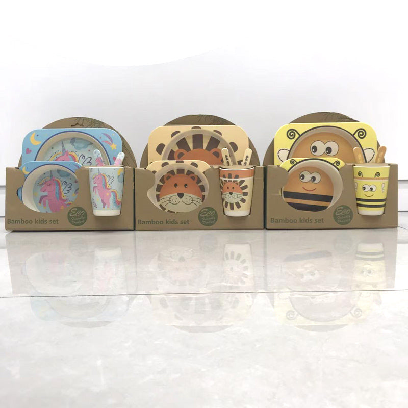 Children's bamboo fiber tableware set