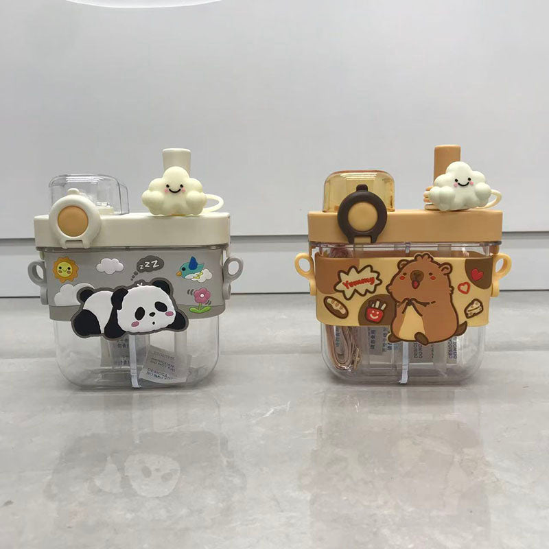 Cartoon cute cloud decoration double lid water cup