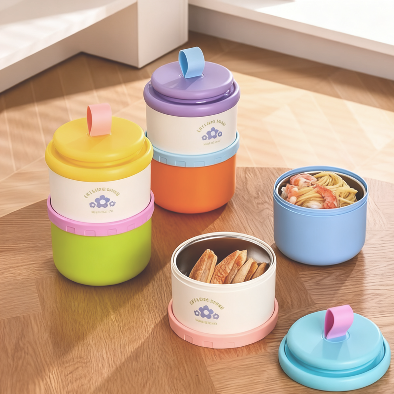 Colorful layered portable bento box