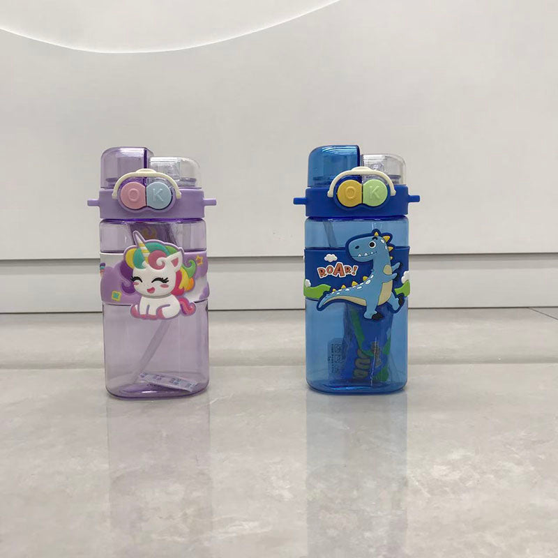 Double lid and double drink cartoon children's water cup