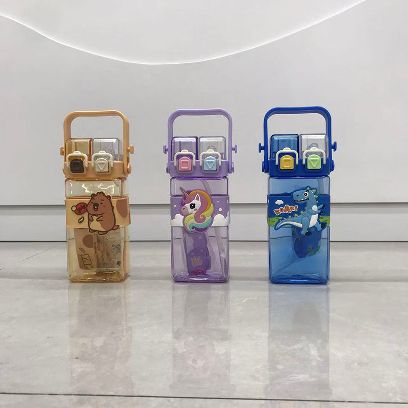 Double lid, double drink cartoon water cup