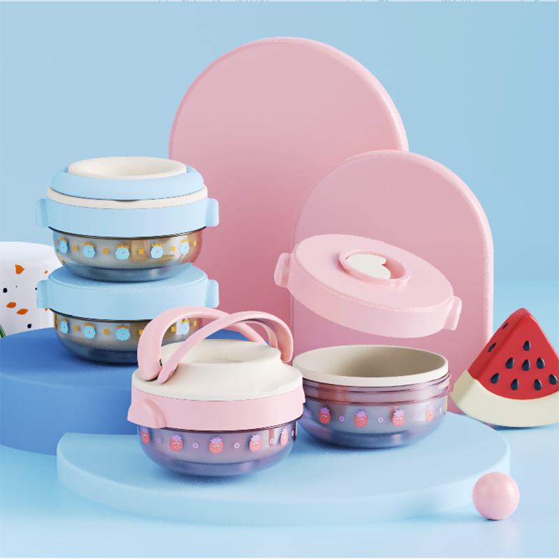 Double layered stainless steel portable lunch box