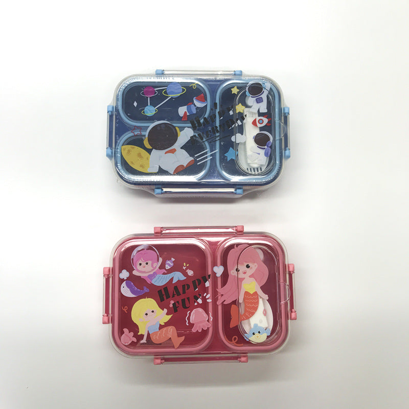 Cartoon Three Grid Divided Bento Box