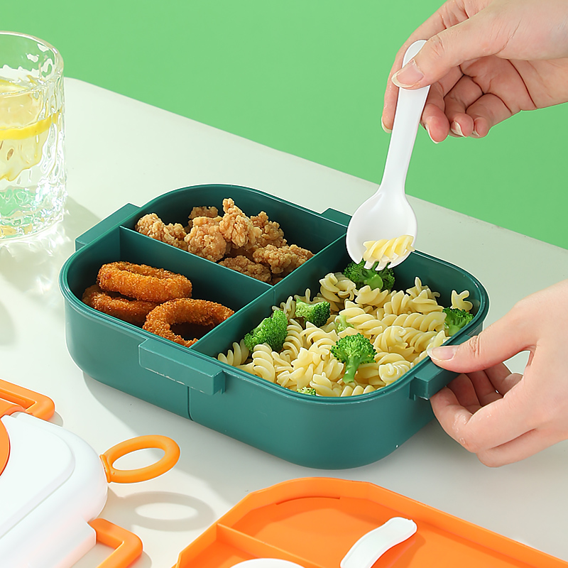 Three compartment partitioned bento box