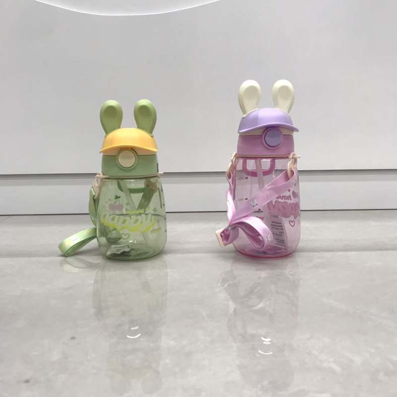 Cartoon Rabbit Ear Cross Straw Cup