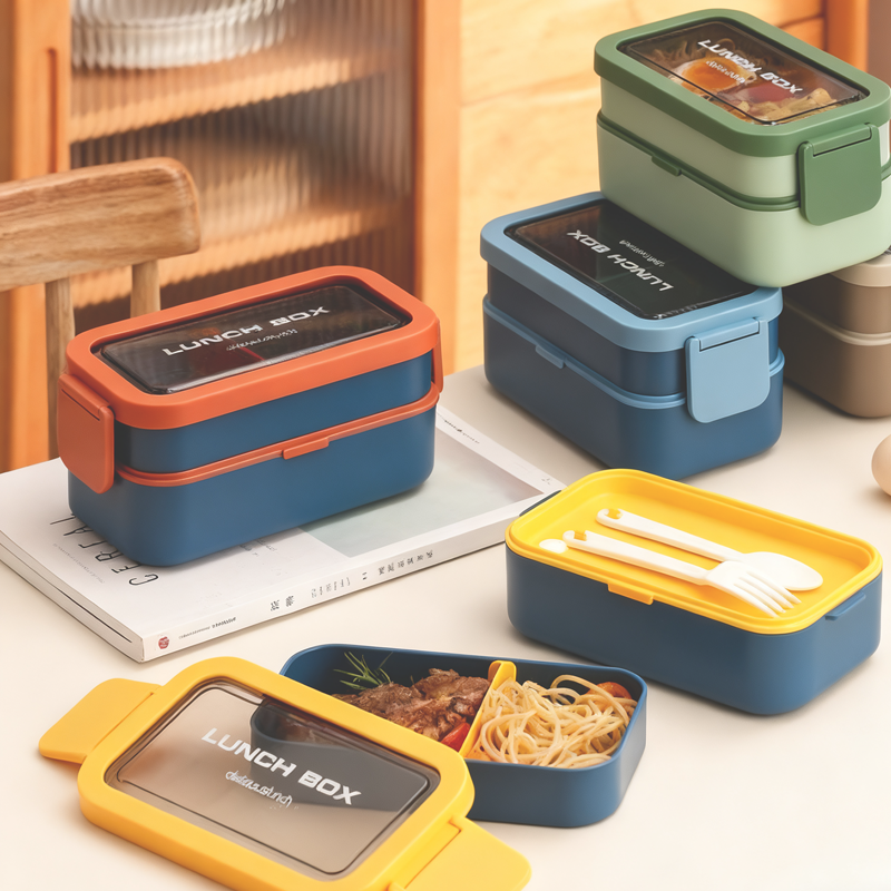 Simple double-layer lunch box (Wholesale)