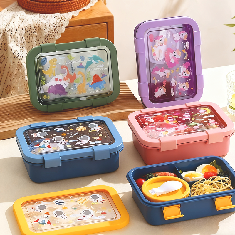 Cartoon multi-color separated lunch box(wholesale)