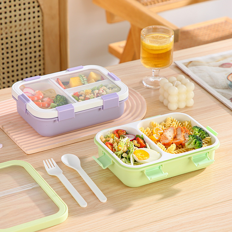 Multi colored partitioned lunch box(wholesale)