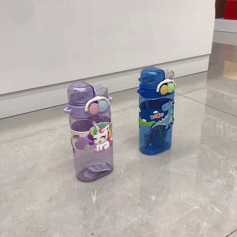 Double lid and double drink cartoon children's water cup