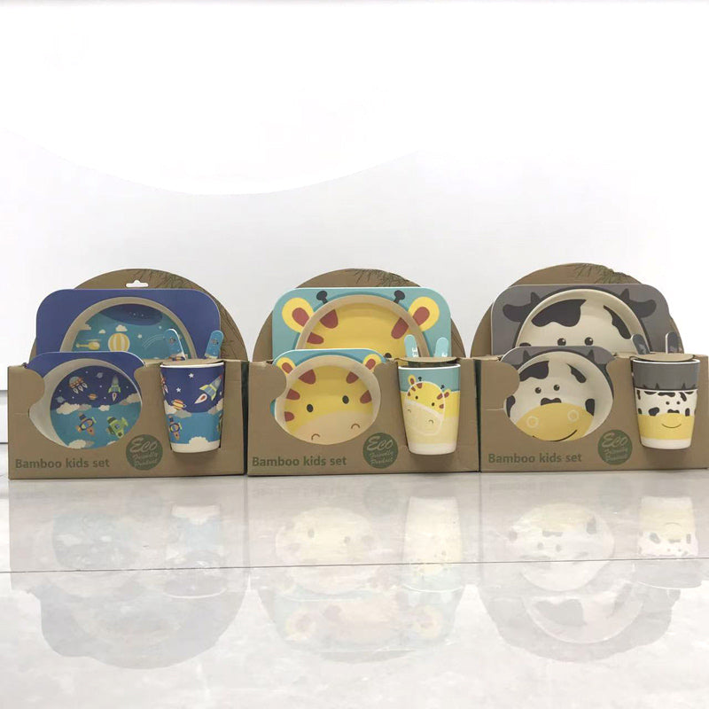 Children's bamboo fiber tableware set