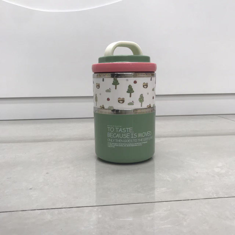 Small Bear Forest Pattern Layered Bento Box