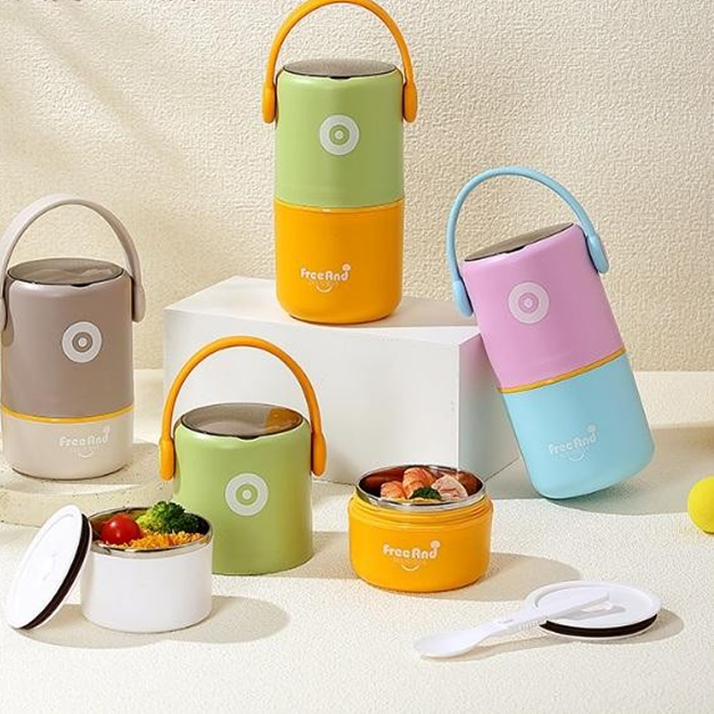 Stainless steel hand-held layered fresh-keeping lunch box