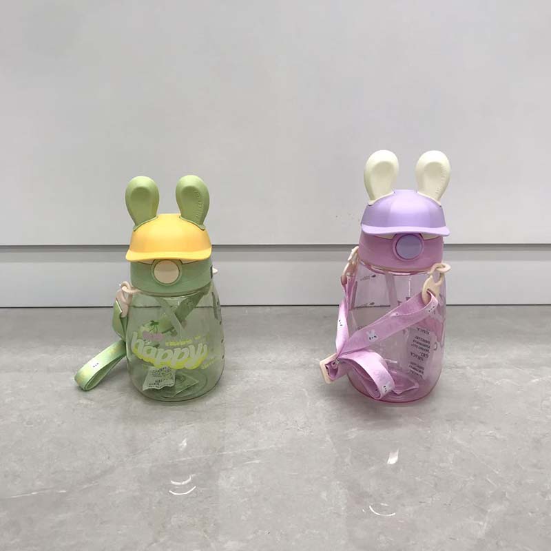 Cartoon Rabbit Ear Cross Straw Cup