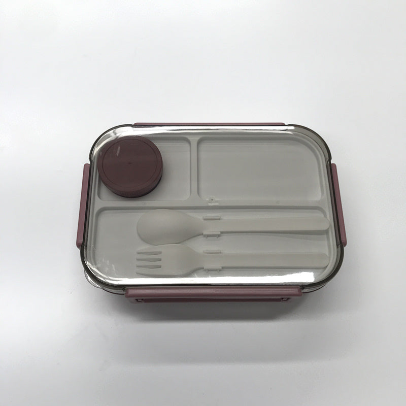 Minimally designed lunch box with cutlery (wholesale)
