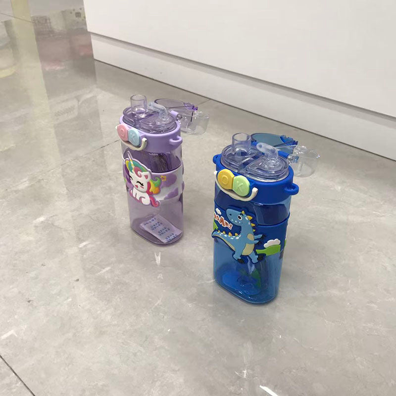 Double lid and double drink cartoon children's water cup