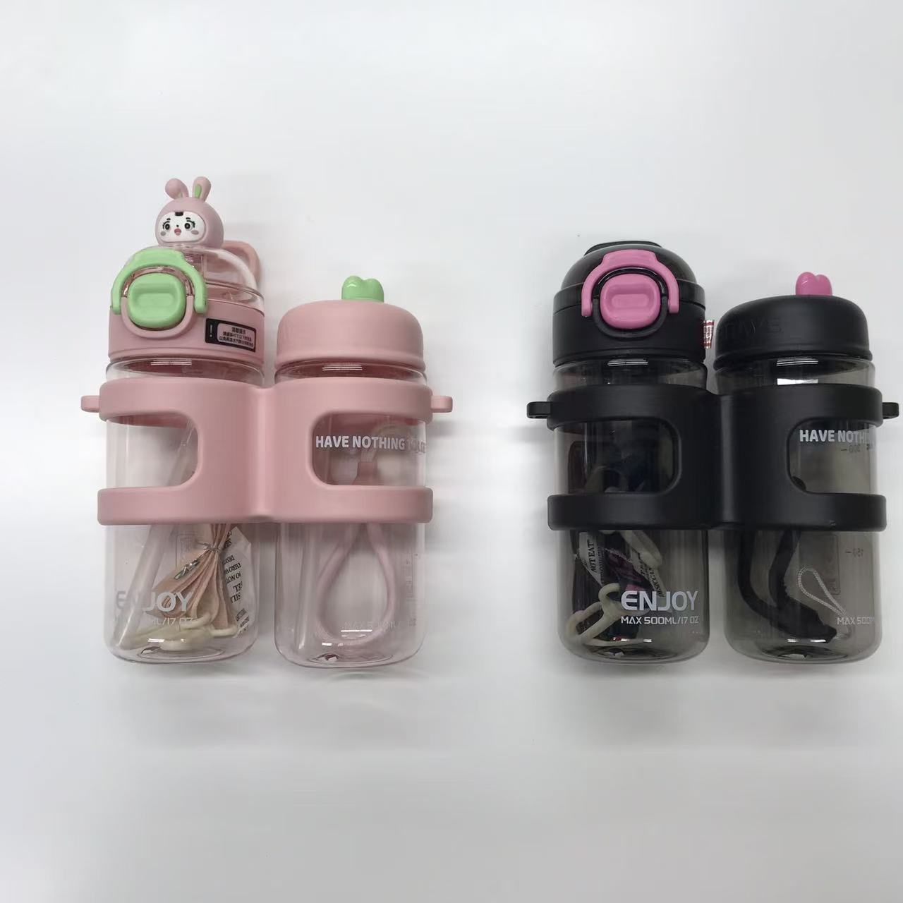 Double cup connected portable water cup