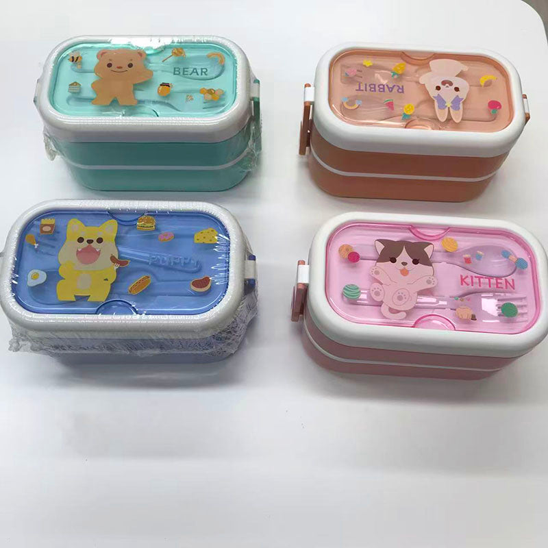 Cartoon double-layer lunch box