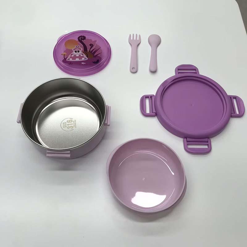 Cartoon patterned stainless steel double-layer lunch box