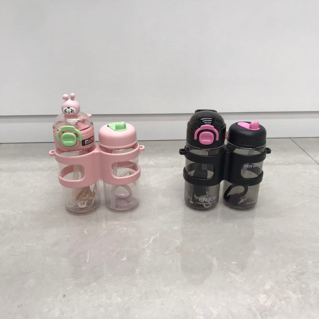 Double cup connected portable water cup