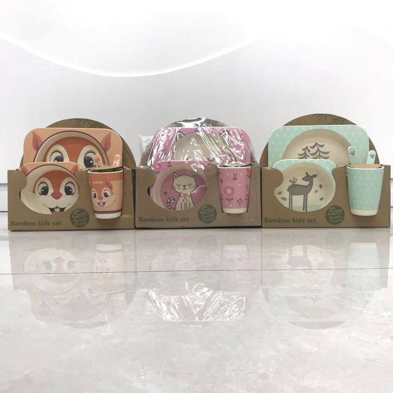 Children's bamboo fiber tableware set