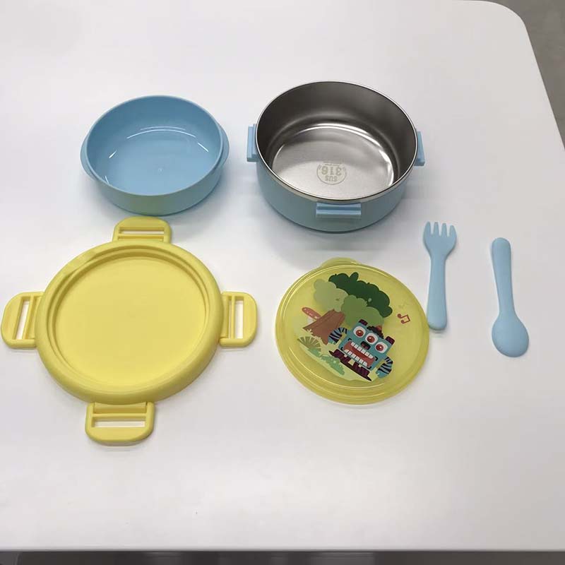 Cartoon patterned stainless steel double-layer lunch box