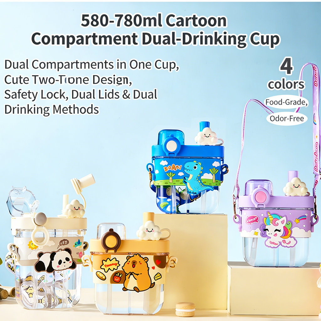 Cartoon cute cloud decoration double lid water cup