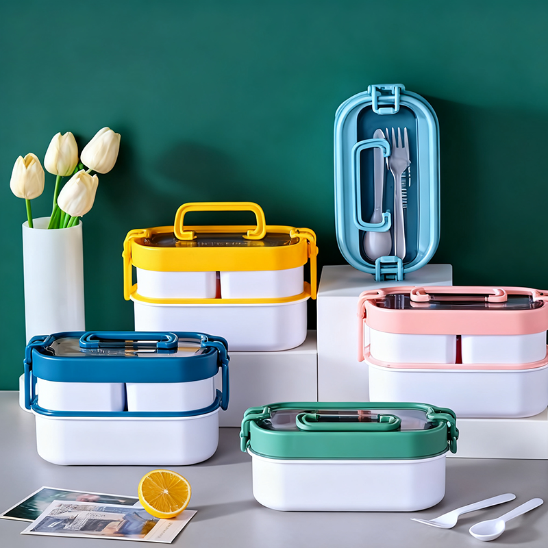 Double layered multi compartment lunch box